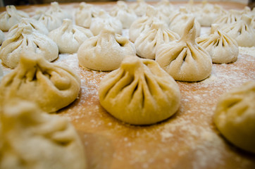 Fototapeta na wymiar Georgian Dumplings Khinkali Closeup