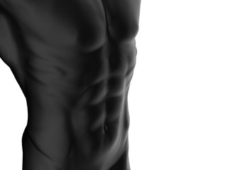 Human Man Body Close up isolated on White, 3D Rendering