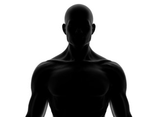 Human Man Front close up on isolated White 3D Rendering
