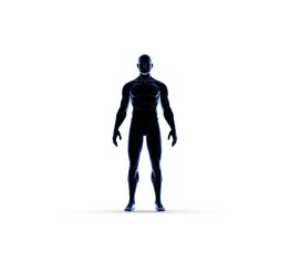 Human Man Standing With Nude Body 3D Rendering