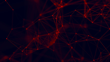 Big data visualization. Abstract background with connecting dots and lines. 3D rendering. High resolution.
