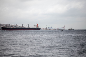 cargo ship in the harbor