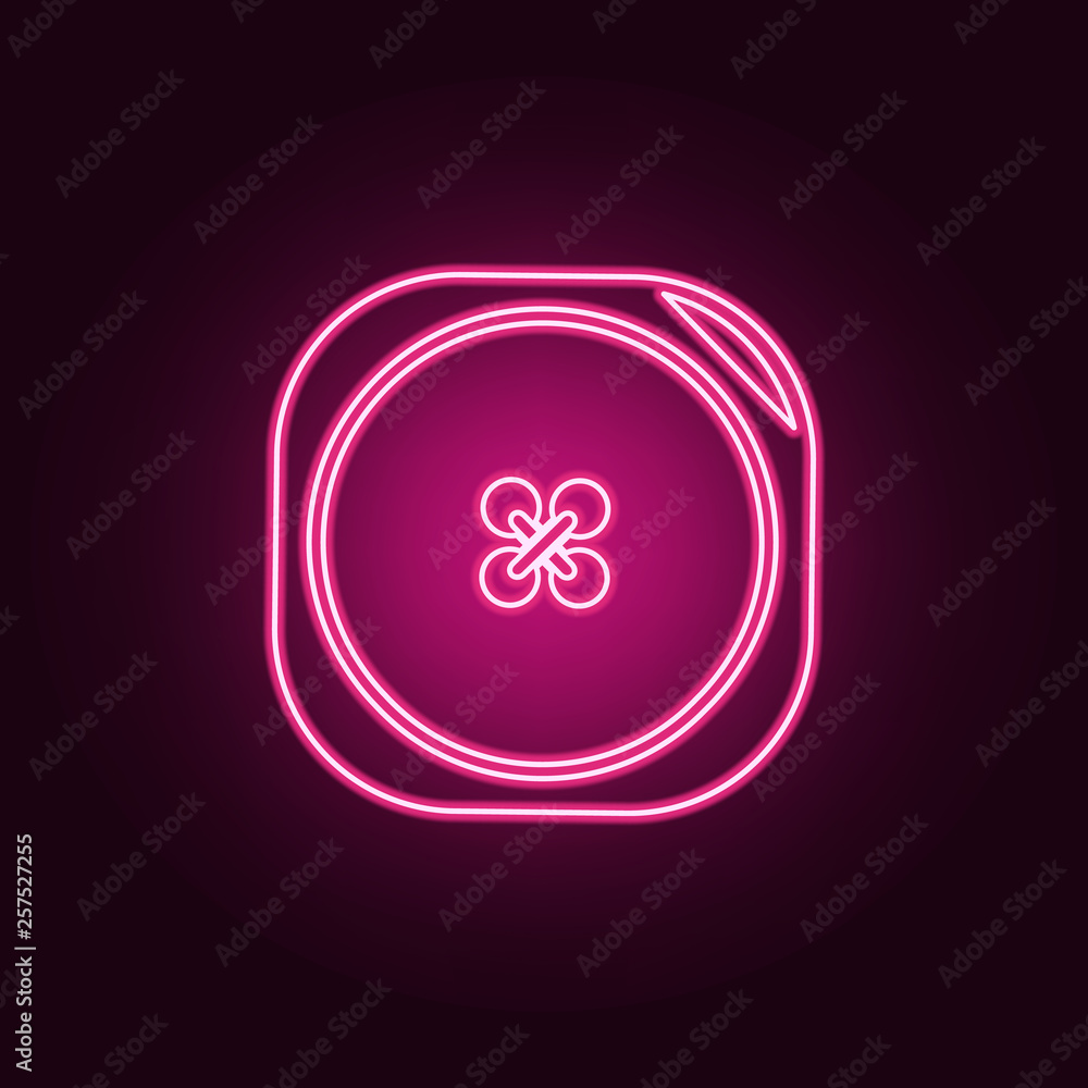 Aufkleber clothing button icon. elements of handmade in neon style icons. simple icon for websites, web design