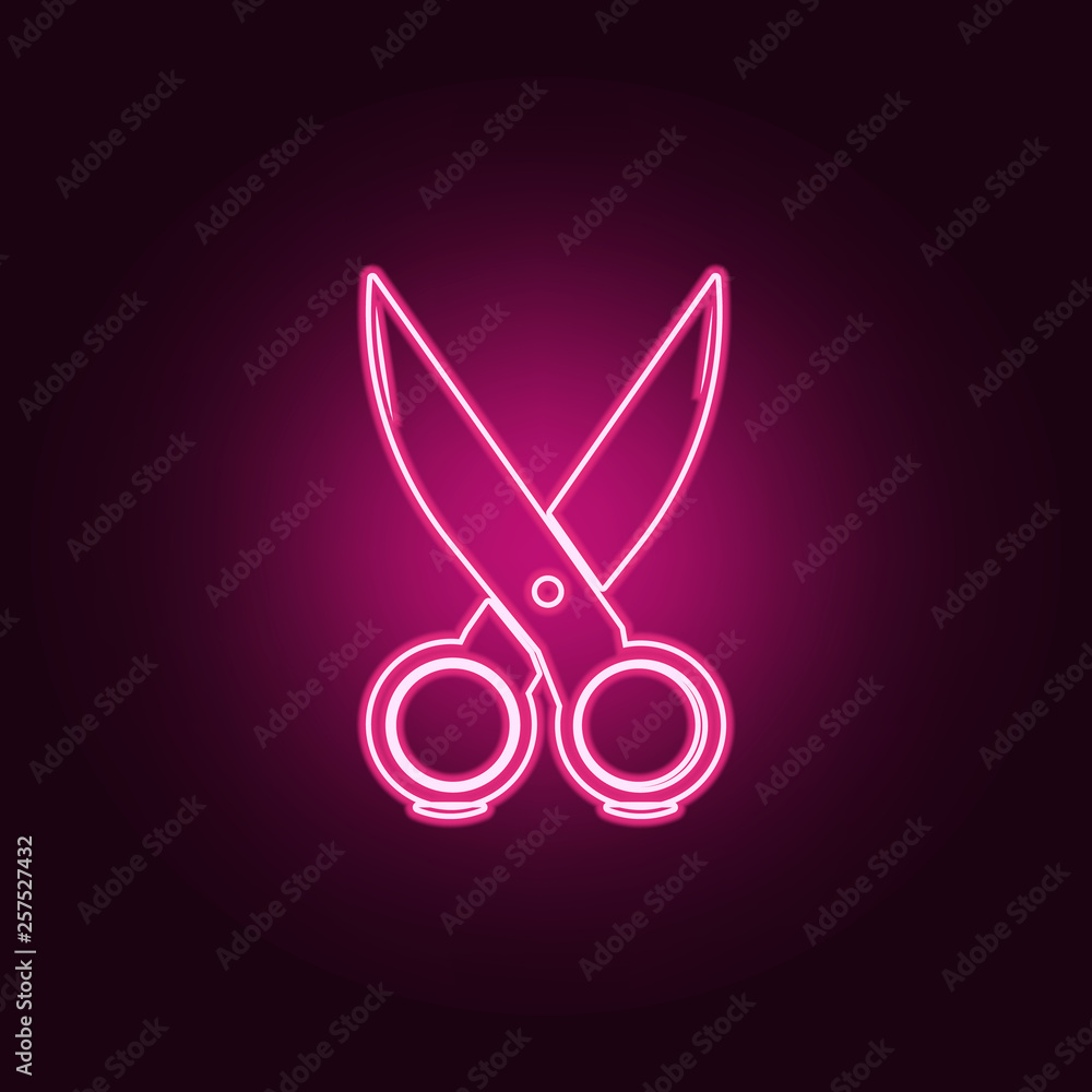 Poster scissors icon. elements of handmade in neon style icons. simple icon for websites, web design, mobil