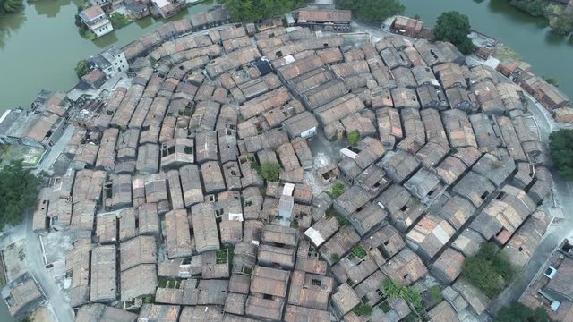 Aerial view of the Bagua Village of Licha Cun