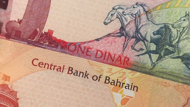 Bahrain currency dinar notes rotating. Bahraini money. 4K stock video footage