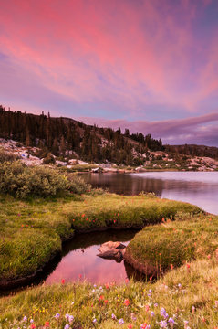 Sunset at Thousand Island Lake, Ansel Adams Wilderness Area High Sierra, California
