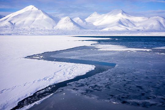Mountain landscape in the arctic sea