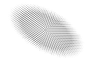 Black and white halftone vector background. Centered gradient on oval dotwork texture. Round dotted halftone.