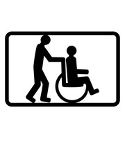 rollstuhl schild 2 freunde team paar schieben behinderung gehen laufen sitzen rollen stuhl schieben fahren räder krank krankenhaus betreuen krankenpfleger erholen clipart design