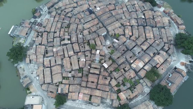 Aerial view of the Bagua Village of Licha Cun
