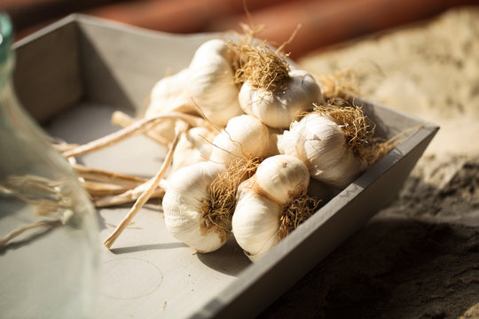 Close up of garlic in?restaurant