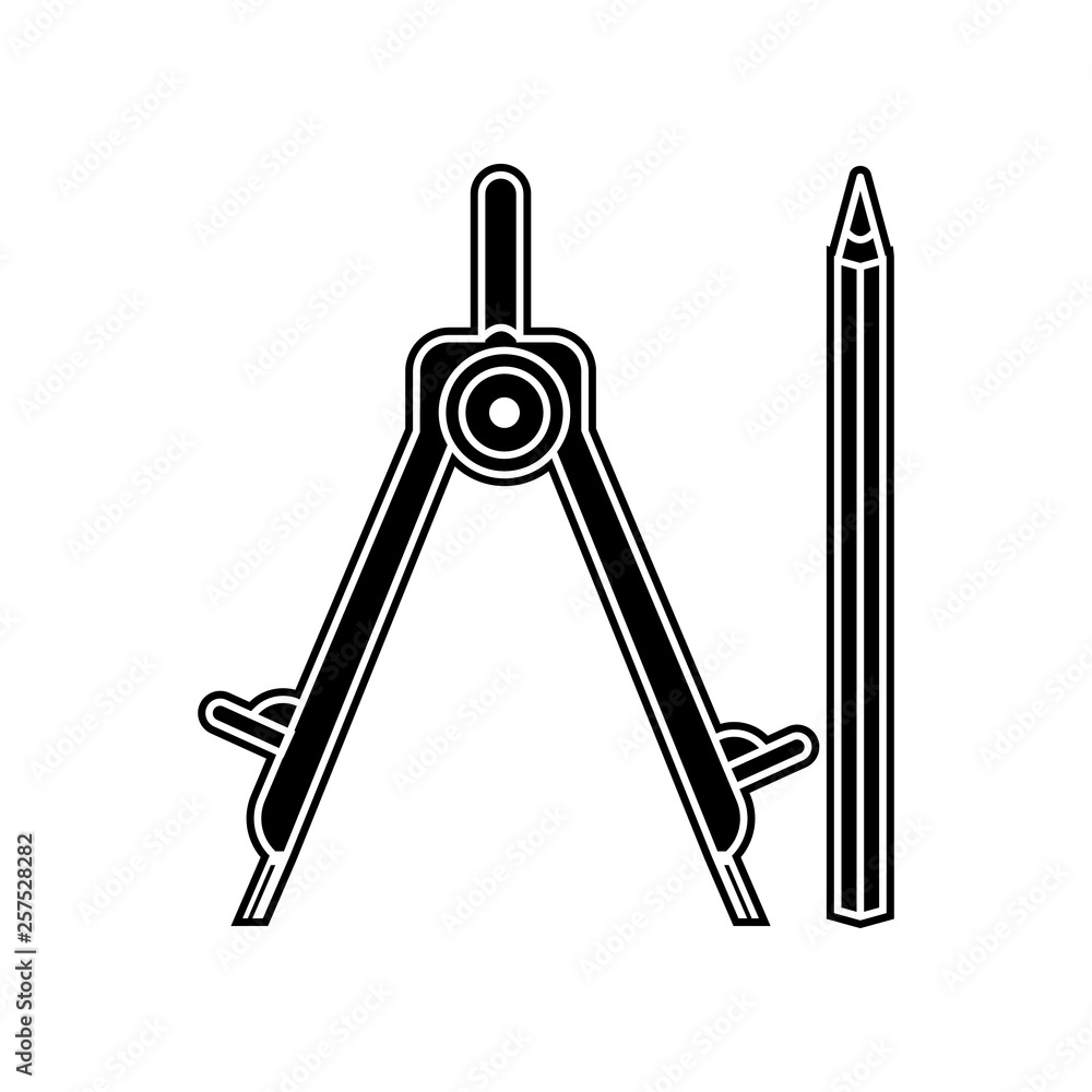 Poster pencil and compasses icon. element of home repair tool for mobile concept and web apps icon. glyph, 