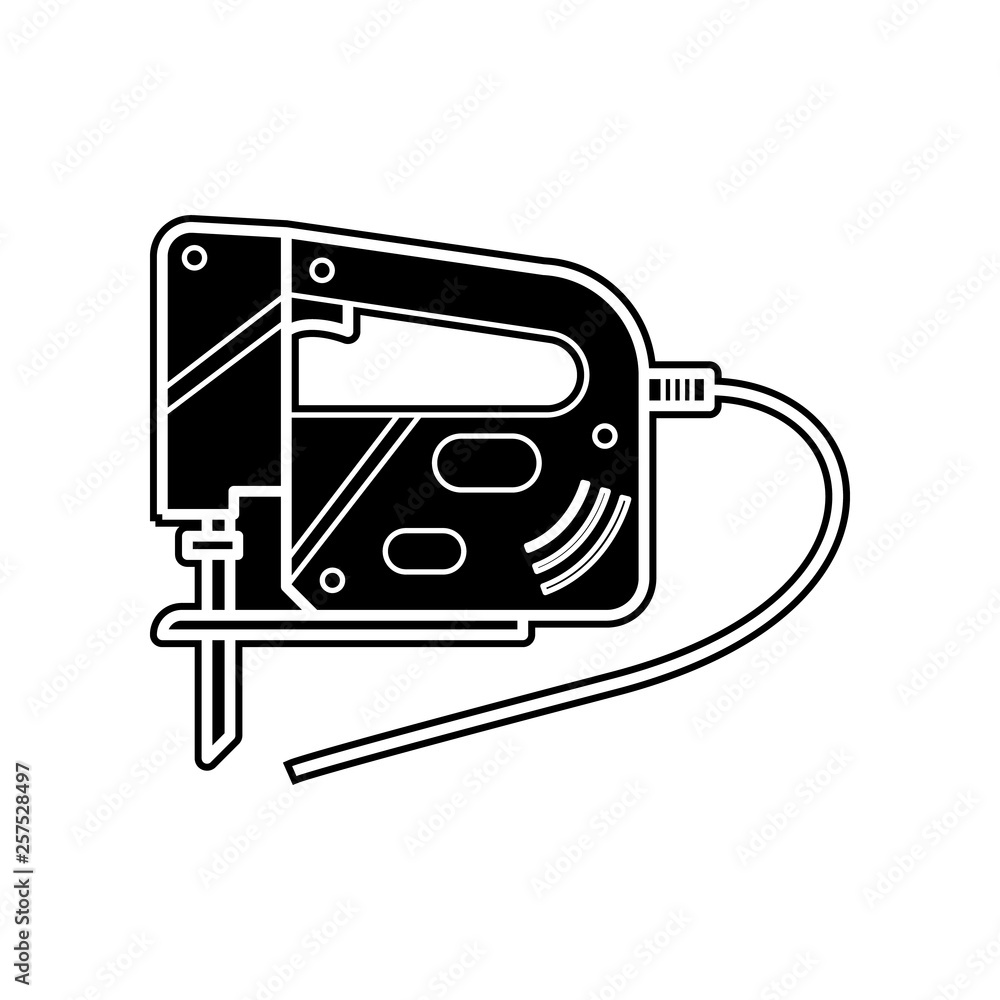 Poster reciprocating saw icon. element of home repair tool for mobile concept and web apps icon. glyph, fla