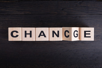 Wooden cube flip with word "change" to "chance" on wood table, Personal development and career growth or change yourself concept