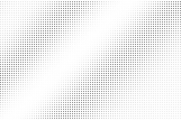 Black and white halftone vector background. Diagonal gradient on regular dotwork texture. Sparse dotted halftone.