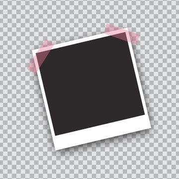 Squared photo template isolated on transparent background. Instant photo trame for social net, documents, fun. Vector