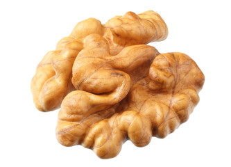 one walnut isolated on white background