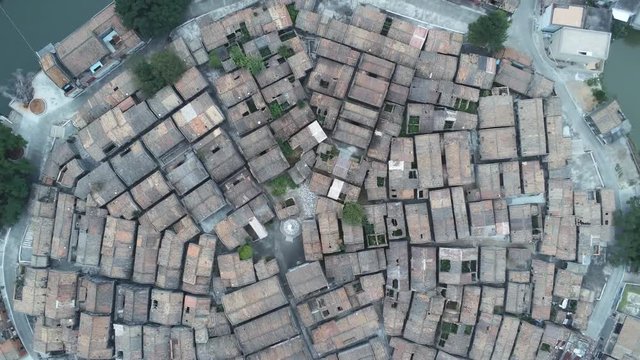Aerial view of the Bagua Village of Licha Cun