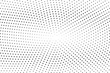 Black and white halftone vector background. Horizontal gradient on sparse dotwork texture. Round dotted halftone