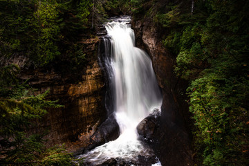 Fototapeta na wymiar Long exposure waterfall in Munising Michigan
