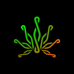 Logo of medical cannabis. Illustration of a medical cannabis logo on a black background