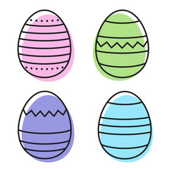 Set of 4 easter eggs outline icons. Colorful easter eggs icons isolated on white background. Simple design. Editable strokes. Vector illustration