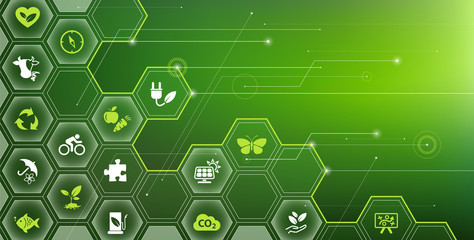 sustainability icon concept: environment, green energy, sustainable development – vector illustration