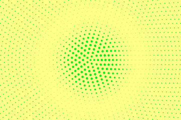Yellow green halftone vector background. Grunge halftone texture. Centered dotwork gradient