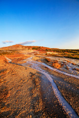 A landscape with Geysir, one of the biggest attraction of Iceland