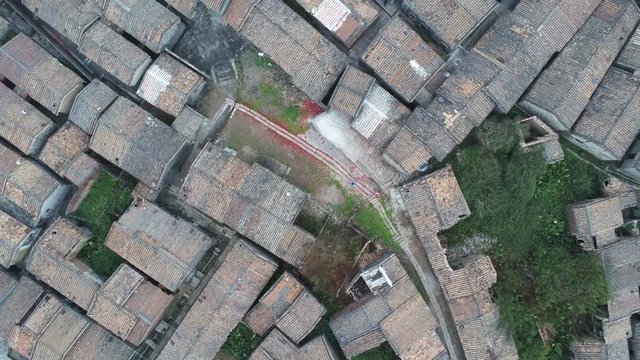 Aerial view of the Bagua Village of Licha Cun