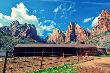 Zion National Park Utah Stable with Cliffs in background