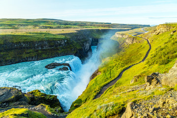 A view of Gullfoss waterfall in Iceland