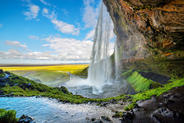 View of Seljalandsfoss one of most stunning waterfalls in Iceland - 257534000