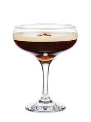 Espresso Martini. Alcohol cocktail isolated on white
