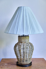 Handmade lamp on a white background. 