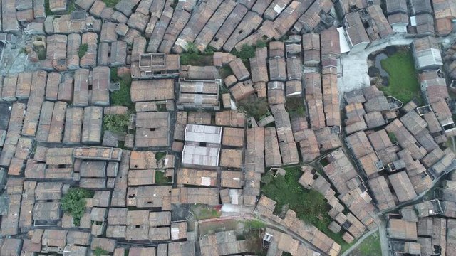 Aerial view of the Bagua Village of Licha Cun