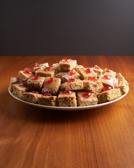 Stack of cookies in a modern kitchen just cooling out of the ove