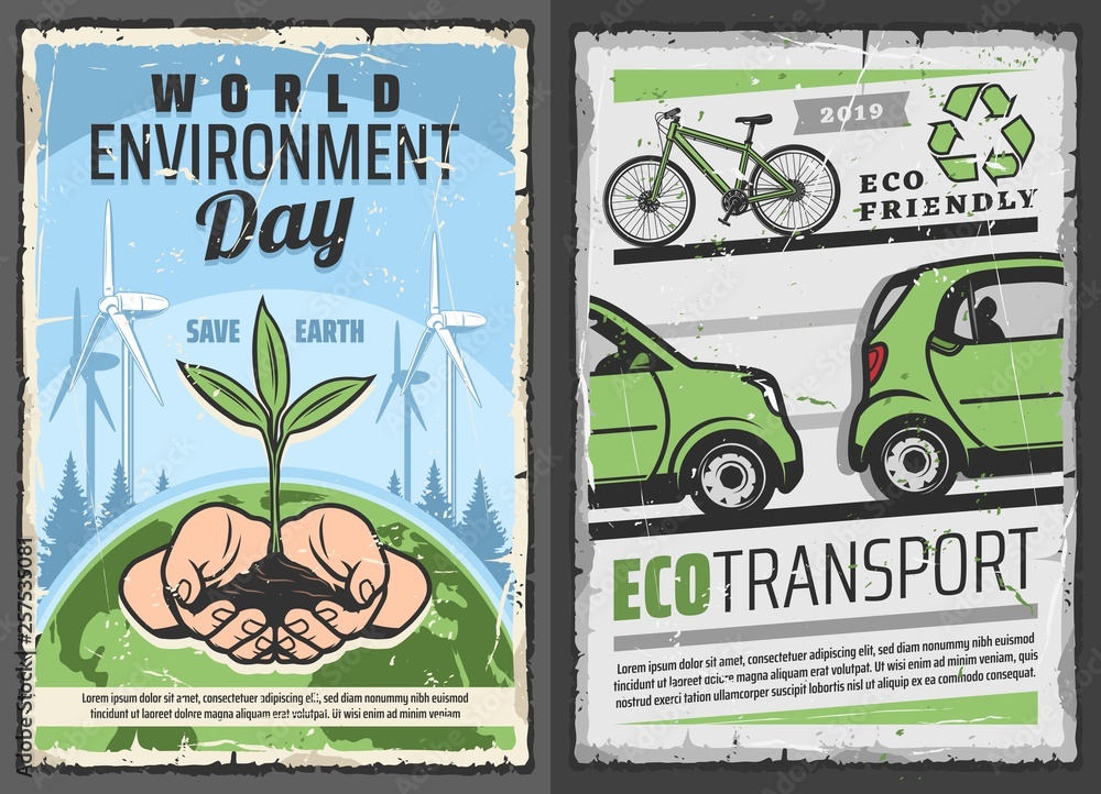 Wall mural Eco transport and world environment protection day