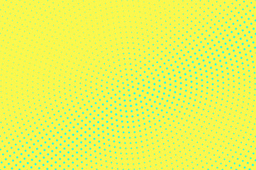 Yellow blue color halftone vector background. Faded halftone texture. Diagonal dotwork gradient. Vibrant dotted halftone