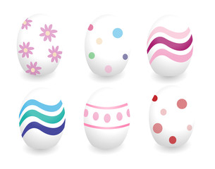 Cute painted easter eggs on white background 