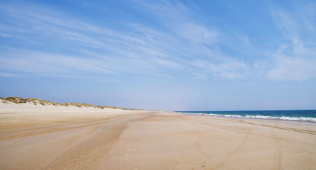 The deserted atlantic littoral of Coto de Donana National Park in Andalusia, Spain