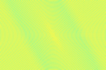 Yellow blue color halftone vector background. Micro halftone texture. Centered dotwork gradient. Vibrant dotted halftone