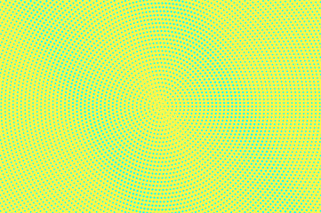 Fototapeta premium Yellow blue color halftone vector background. Micro halftone texture. Centered dotwork gradient. Vibrant dotted halftone