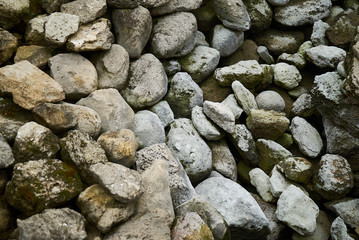 Old moss covered river stones background texture
