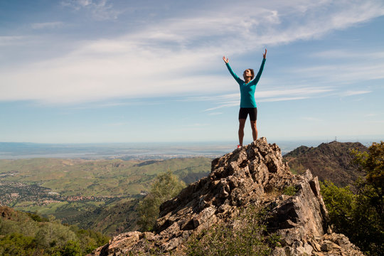 Woman Standing On Mt Diablo, USA