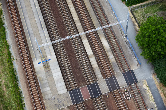 Aerial view of train station