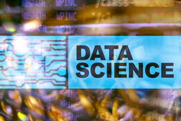 Data Science Artificial Intelligence Concept. Futuristic Supercomputer background