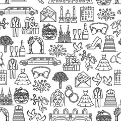 Marriage and wedding ceremony seamless pattern