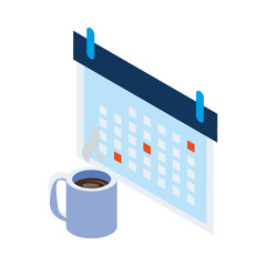 calendar reminder with coffee cup